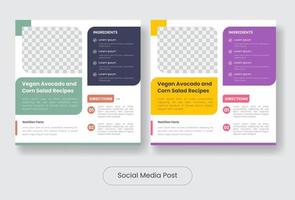 veganistisch eten recepten social media post banner template set vector