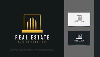 abstract luxe onroerend goed logo-ontwerp in goudverloop vector