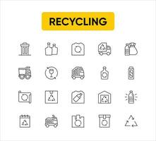 recyclen, ecologie, milieu en duurzaamheid concepten. schets symbool verzameling. pixel perfect. vector