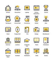 lijn school- en onderwijs pictogrammen. bewerkbare beroerte vector