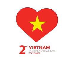 vietnam onafhankelijkheidsdag hart vlag vector