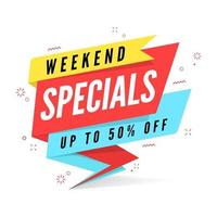 weekend specials verkoop sjabloon voor spandoek in vlakke stijl. vector