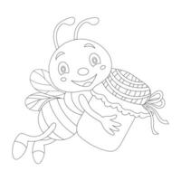 bij kleur bladzijde voor kinderen. vector zwart lijn illustratie. beestje, insect, bij, vlinder, slak. grappig bij tekenfilm tekens vector illustratie. voor kinderen kleur boek