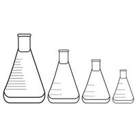 fles van chemie. veelkleurig chemisch is koken en roken. geïsoleerd 3d voorwerp Aan een transparant achtergrond.chemisch laboratorium transparant fles met groen vloeistof vector