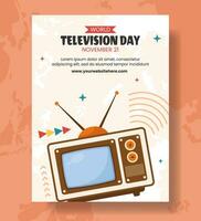 televisie dag verticaal poster vlak tekenfilm hand- getrokken Sjablonen achtergrond illustratie vector
