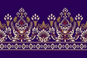 ikat bloemen paisley borduurwerk Aan Purper achtergrond.ikat etnisch oosters patroon traditioneel.azteken stijl abstract vector illustratie.ontwerp voor textuur,stof,kleding,verpakking,decoratie,sjaal,print