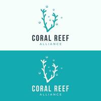 natuurlijk zeewier en koraal rif logo ontwerp sjabloon vector illustratie.