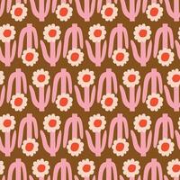 mooi bloemen patroon in retro stijl. vector naadloos structuur met schattig bloemen. hand- getrokken bloemen achtergrond