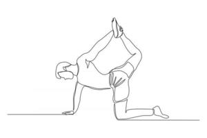 continu één lijntekening man yoga sportschool vectorillustratie vector