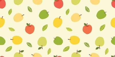 appels naadloos patronen. groente, rood en geel appels patroon. gebruikt voor papier, omslag, geschenk wrap, kleding stof, interieur decoratie, muur kunst. hand- getrokken gekleurde vector illustratie