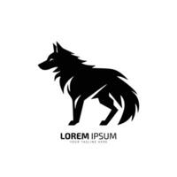 een ontwerp van minimaal en abstract wolf logo coyote icoon hond silhouet jakhals vector