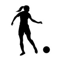 vrouw voetbal speler silhouet. vector illustratie