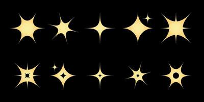 fonkeling ster pictogrammen. schijnen pictogrammen. verschillend goud sparkles pictogrammen. verzameling van ster sparkles symbool. sterren schittert. vector
