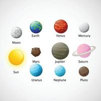 illustratie van geïsoleerde pictogrammen van het zonnestelsel vector