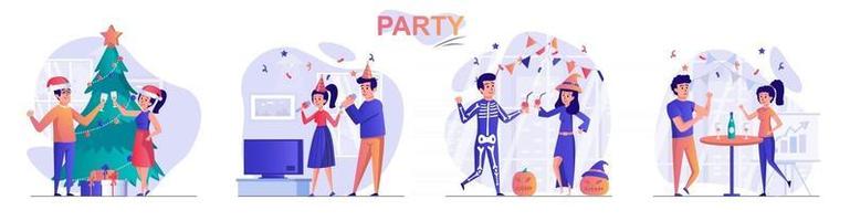 party concept scènes set vector