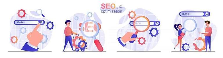 seo optimalisatie concept scènes set vector