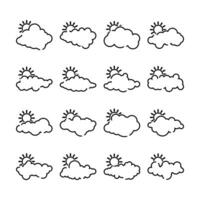 vector lijn reeks van verschillend zon wolken illustratie