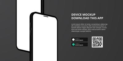 banner voor het downloaden van app voor mobiele telefoon, 3D-smartphonemodel vector