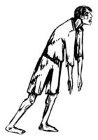 zombie wandelen dood Mens, spookachtig monster tekening. halloween hand- getrokken vector illustratie in retro stijl. inkt schetsen geïsoleerd Aan wit.