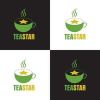 modern thee en ster gecombineerd logo ontwerp vector sjabloon.