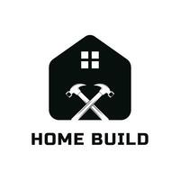 bouw gebouw logo ontwerp concept met hamer vector