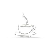 koffie tijd met mok een lijn kunst vector