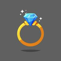 goud ring met blauw diamant geïsoleerd vector