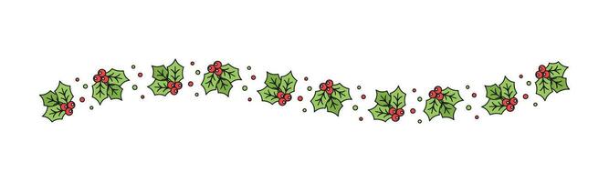 Kerstmis themed decoratief golvend grens en tekst verdeler, maretak en snoep riet patroon. vector illustratie.