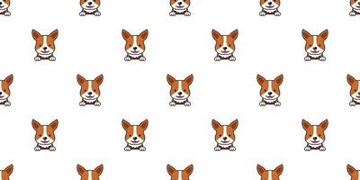 stripfiguur corgi hond gezicht naadloze patroon achtergrond vector