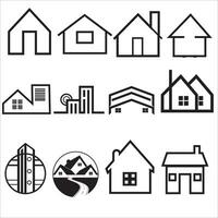 huis en gebouw pictogrammen set. voor echt landgoed. vlak stijl huizen symbolen voor apps en websites Aan wit achtergrond vector