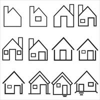 huis en gebouw icoon set. voor echt landgoed. vlak stijl huizen symbolen voor apps en websites Aan wit achtergrond vector