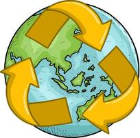 aarde met recycle logo geïsoleerd Aan wit vector