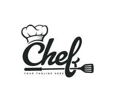 chef tekst gebaseerd logo ontwerp Aan wit achtergrond, vector illustratie.