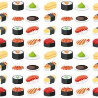 Naadloze patroon sushi set vector