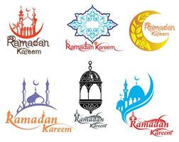 Ramadan karim Arabisch typografie met maan en Islamitisch moskee symbool vector