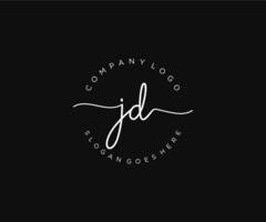 eerste jd vrouwelijk logo schoonheid monogram en elegant logo ontwerp, handschrift logo van eerste handtekening, bruiloft, mode, bloemen en botanisch met creatief sjabloon. vector