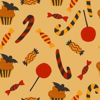 halloween zoet snoep patroon. zoet snoepjes, eng knuppel lolly en snoepgoed. vector afbeelding. vector illustratie