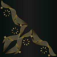 elegant goud bloemen kader grens decoratie Aan zwart achtergrond vector