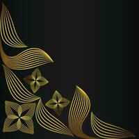 elegant goud bloemen kader grens decoratie Aan zwart achtergrond vector