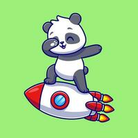 schattig panda deppen Aan raket tekenfilm vector icoon illustratie. dier technologie icoon concept geïsoleerd premie vector. vlak tekenfilm stijl