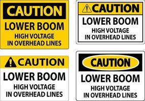 elektrisch veiligheid teken voorzichtigheid - lager boom hoog Spanning in overhead lijnen vector