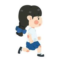 kind meisje rennen naar school- vector