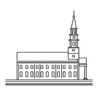 kerk met toren kant visie mono lijn kunst vector