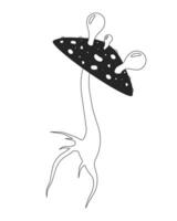 psychedelisch paddestoel amanita zwart en wit 2d lijn tekenfilm voorwerp. giftig paddestoel blazen gom bubbels geïsoleerd vector schets item. halloween sjamaan hekserij monochromatisch vlak plek illustratie
