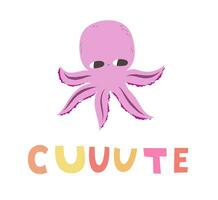 vector illustratie van een schattig Octopus. vlak stijl. schattig Octopus met groot ogen. weekdier met tentakels. zee en oceaan thema