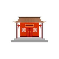 traditioneel Chinese huis vlak ontwerp vector illustratie. cultureel oosters architectuur. China stad- huis facade buitenkant ontwerp. Chinatown stad structuur, etnisch Aziatisch paviljoen of tempel