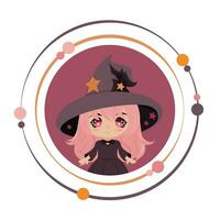chibi heks schattig tekenfilm halloween karakter vector icoon grafisch