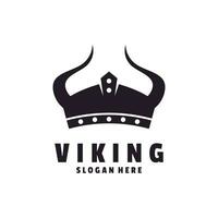 hand- getrokken viking hoofd helm logo sjabloon vector