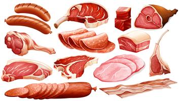Verschillende soorten vleesproducten vector