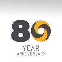 80 jaar verjaardag logo vector ontwerp illustratie witte kleur